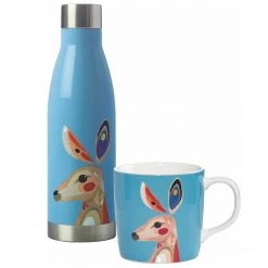 Maxwell & Williams Drink-Set Kangaroo (2-teilig) - Porzellan / Edelstahl - Mehrfarbig