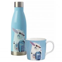 Maxwell & Williams Drink-Set Kookaburra (2-teilig) - Porzellan / Edelstahl - Mehrfarbig