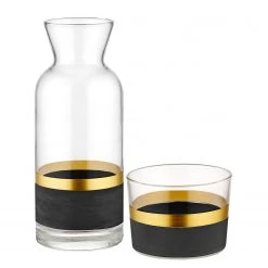 Hermia Karaffe Pasadena (6er-Set) - Klarglas - Schwarz / Gold