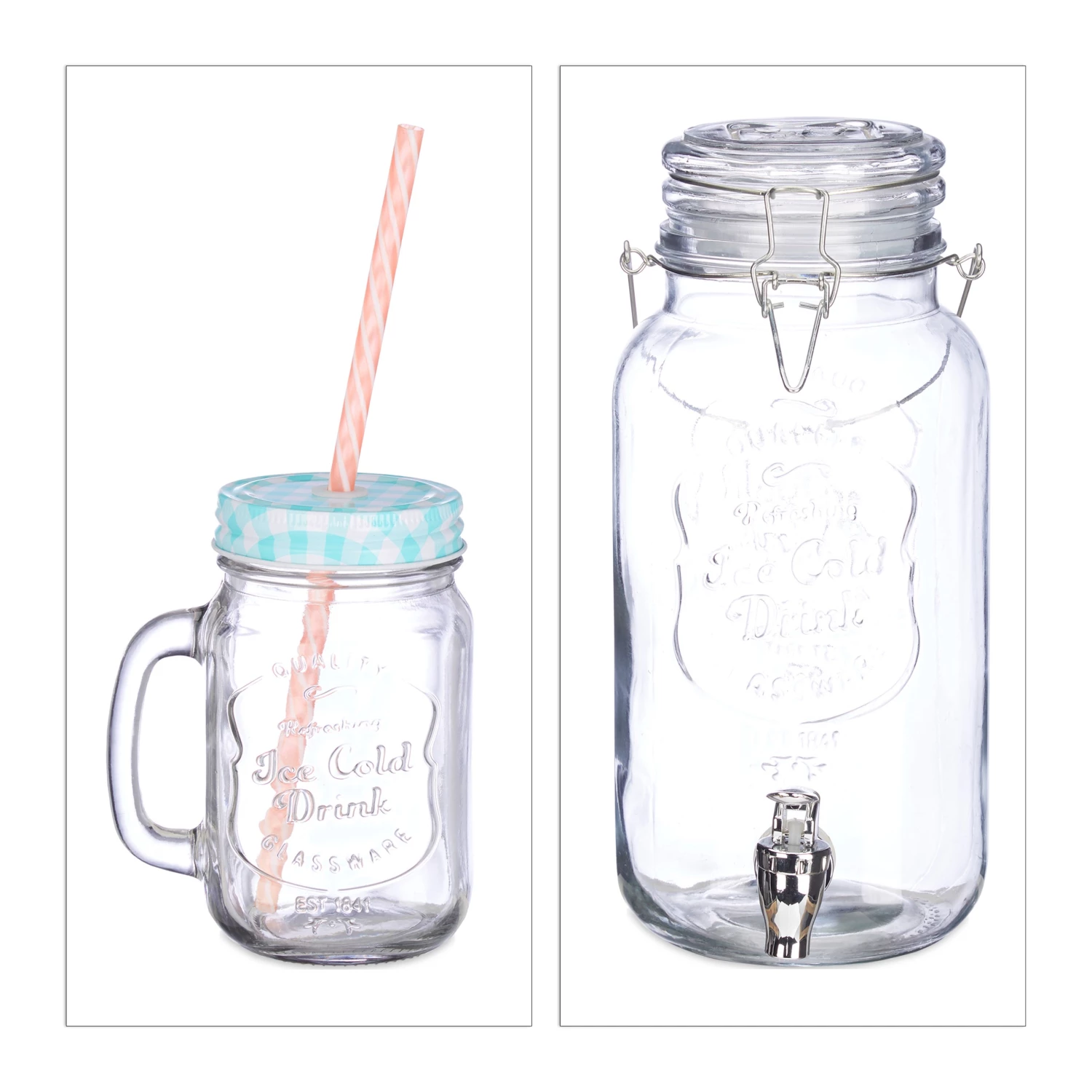 Relaxdays Getränkespender Set 4 Gläser 5 Relaxdays Getränkespender Set 4 Gläser – Bild 5