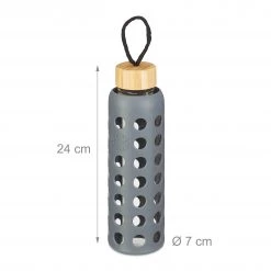 Relaxdays Glasflasche mit Bambusdeckel 550ml - Grau - Durchscheinend - Braun -Kannen & Krüge Verkaufsgeschäft 44860f2b4abf4d9190d5b734400916b7