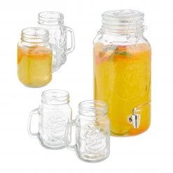 Relaxdays Getränkespender Set mit 4 Gläsern