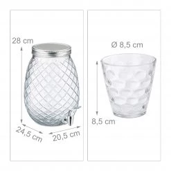 Relaxdays Getränkespender Set mit Gläsern -Kannen & Krüge Verkaufsgeschäft 75603edbe4334994a7e1a44994a3f965