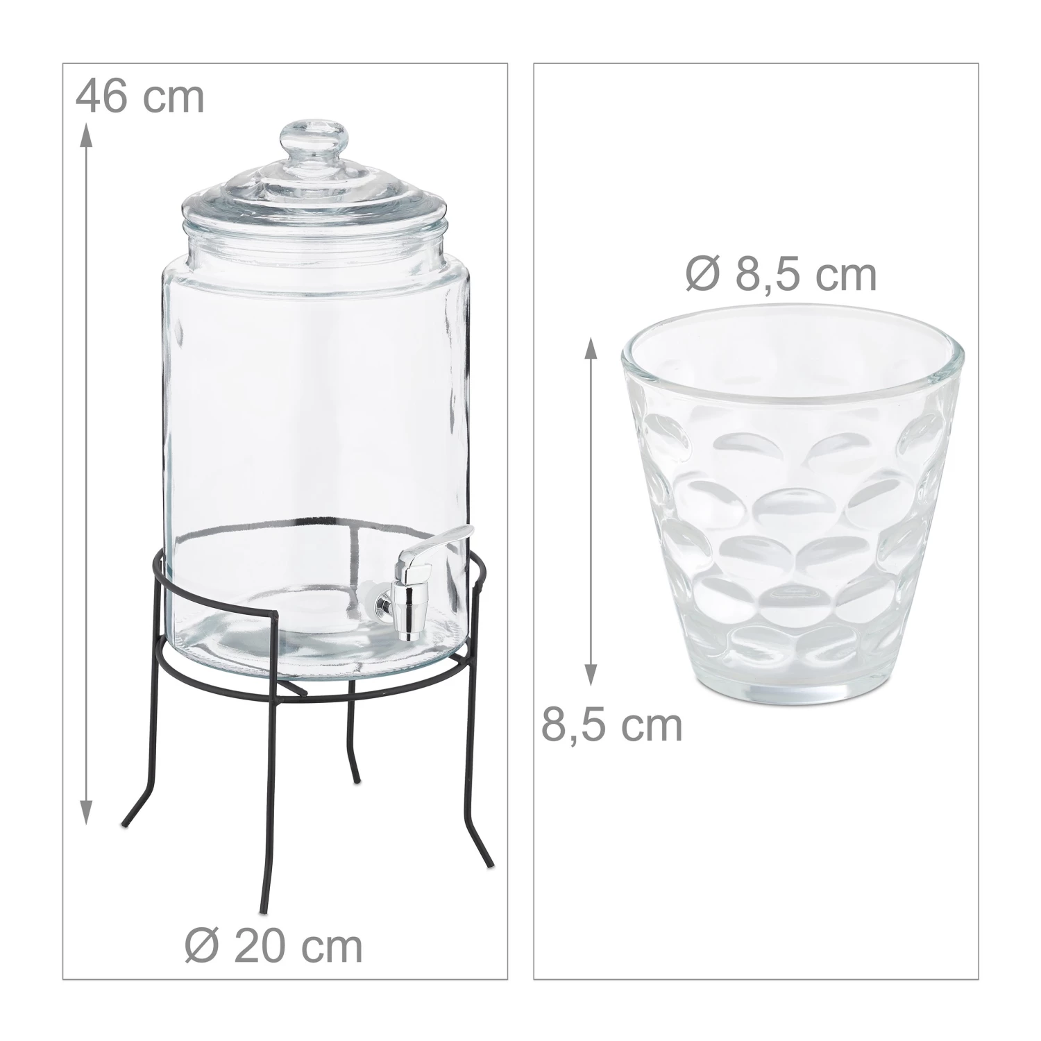 Relaxdays Getränkespender Set mit 4 Trinkgläsern 9 Relaxdays Getränkespender Set mit 4 Trinkgläsern – Bild 9