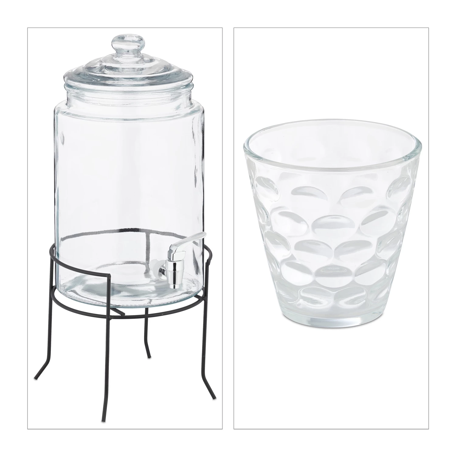 Relaxdays Getränkespender Set mit 4 Trinkgläsern 6 Relaxdays Getränkespender Set mit 4 Trinkgläsern – Bild 6