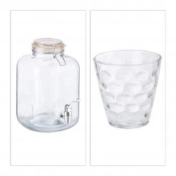 Relaxdays Getränkespender Set mit Gläsern -Kannen & Krüge Verkaufsgeschäft 9020722b38784077a7db010186584164