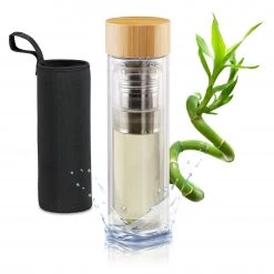 Relaxdays Teebereiter Bambus 500ml