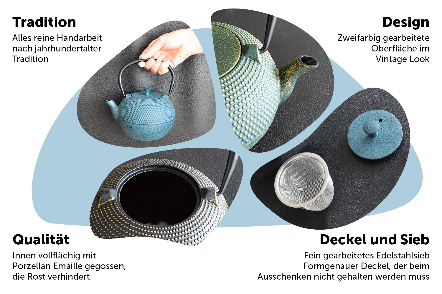JA-UNENDLICH Grain 0.8l Teekanne Gusseisen 2 JA-UNENDLICH Grain 0.8l Teekanne Gusseisen – Bild 2