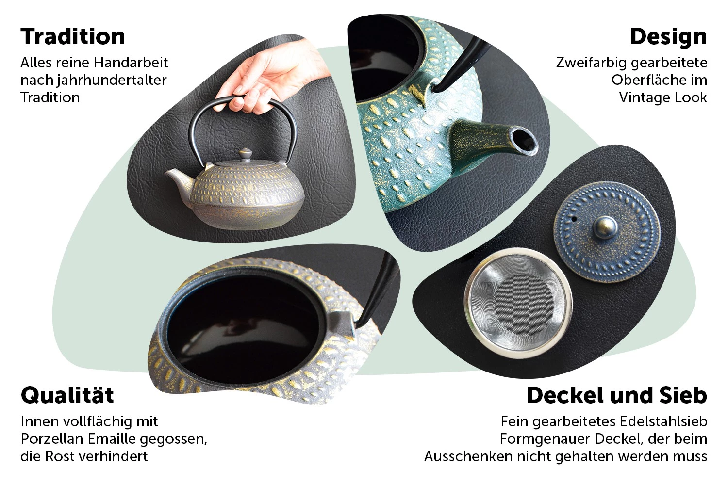 JA-UNENDLICH Stripe 1.0l Teekanne Gusseisen 3 JA-UNENDLICH Stripe 1.0l Teekanne Gusseisen – Bild 3